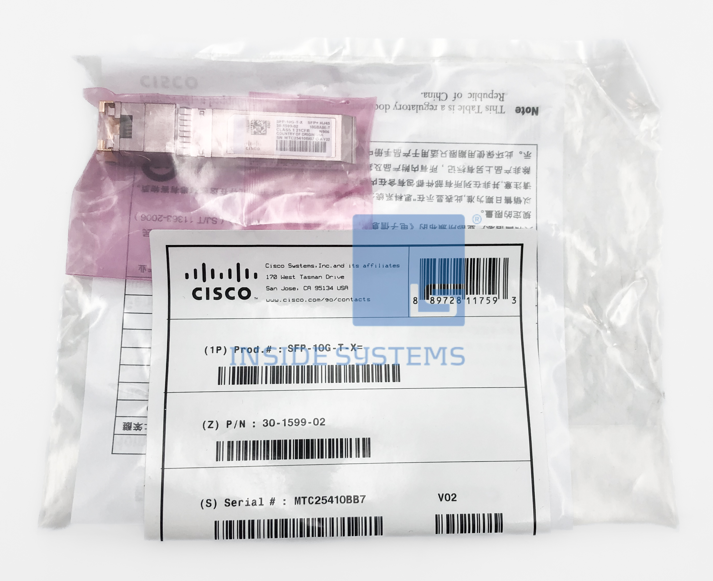 SFP-10G-T-X-01 - Cisco SFP 10GBase-T SFP+ Module RJ45 3 SFP 10G T X 01 A