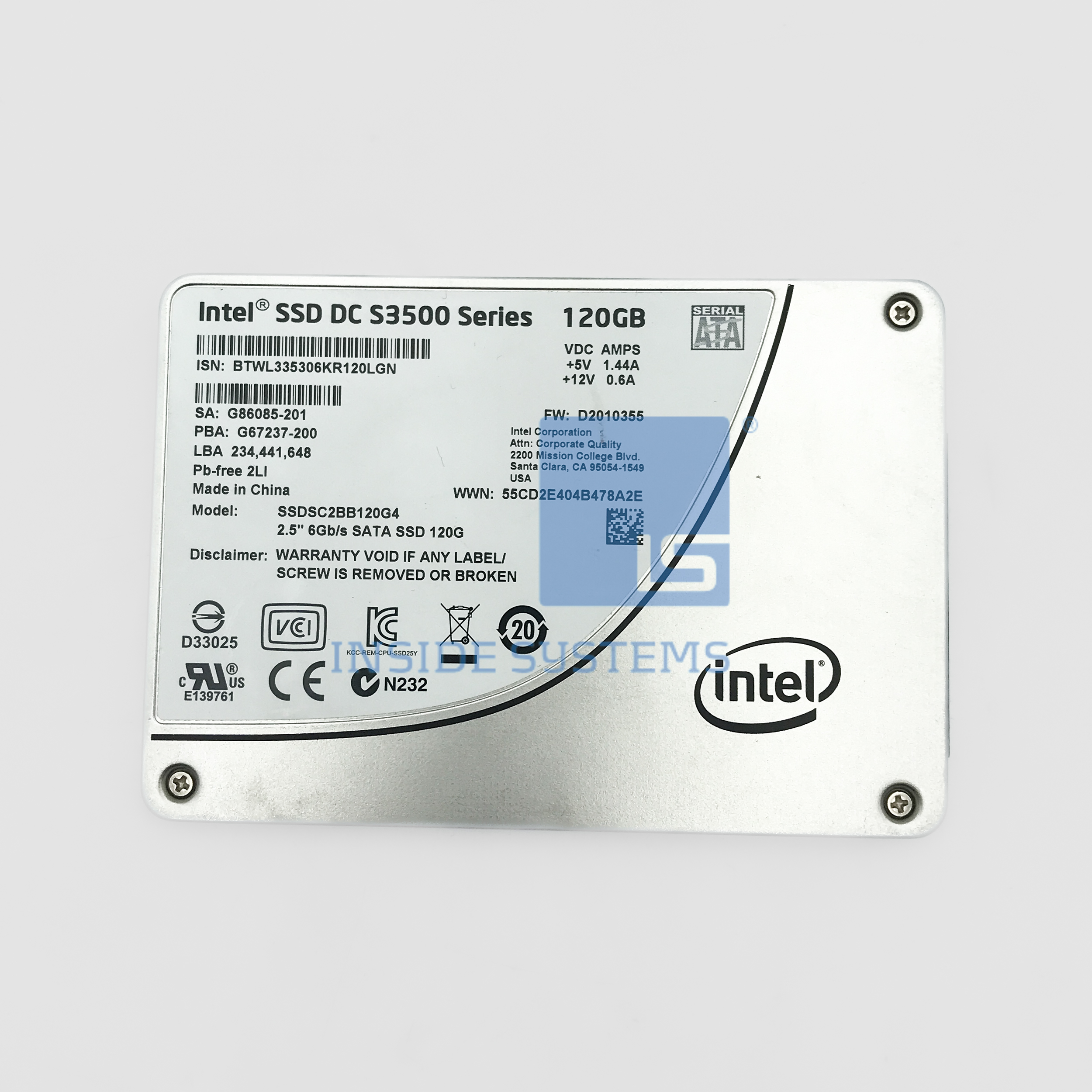 SSDSC2BB120G4 - Intel S3500 120GB SATA 2.5" SSD 3 SSDSC2BB120G4 - Intel S3500 120GB SATA 2.5" SSD