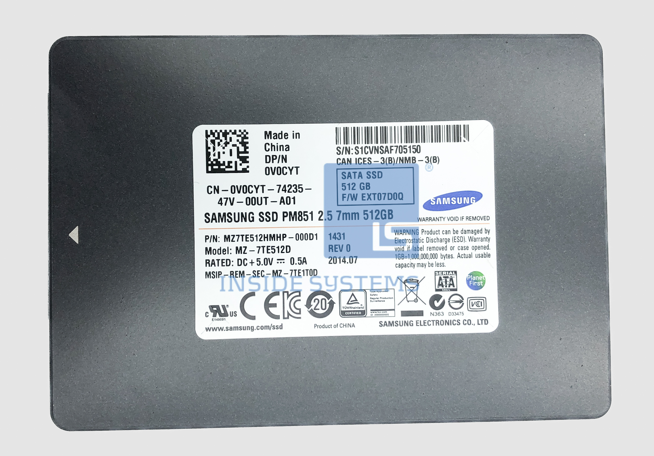 V0CYT-04 - DELL 512GB 6G SATA 2.5" SSD 7 V0CYT 04 A