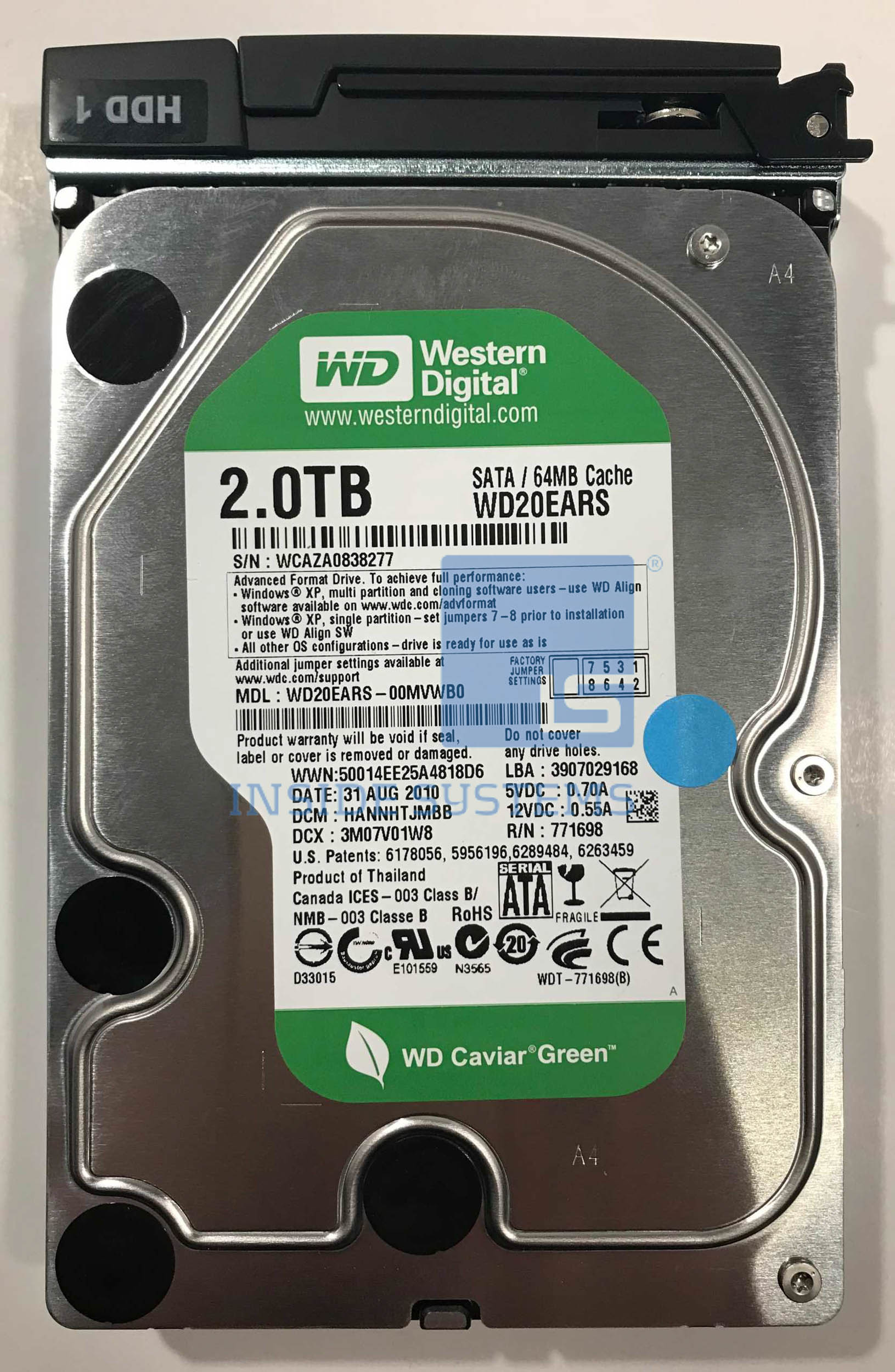 WD20EARS WD Caviar Green 2TB Rpm 64MB Cache Inside