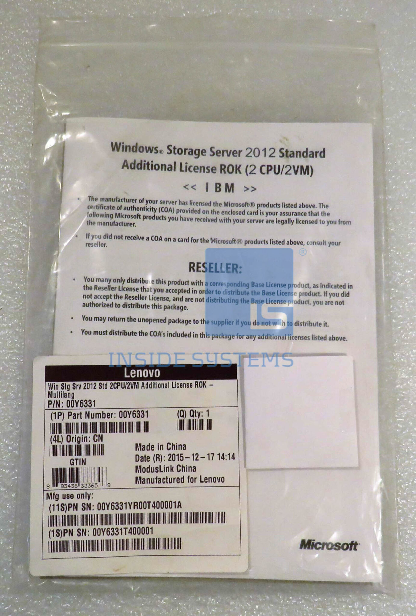 Ms Rok Server 00Y6331-01 - MS Windows Storage Server 2012 ROK 2CPU | Inside Systems A/S