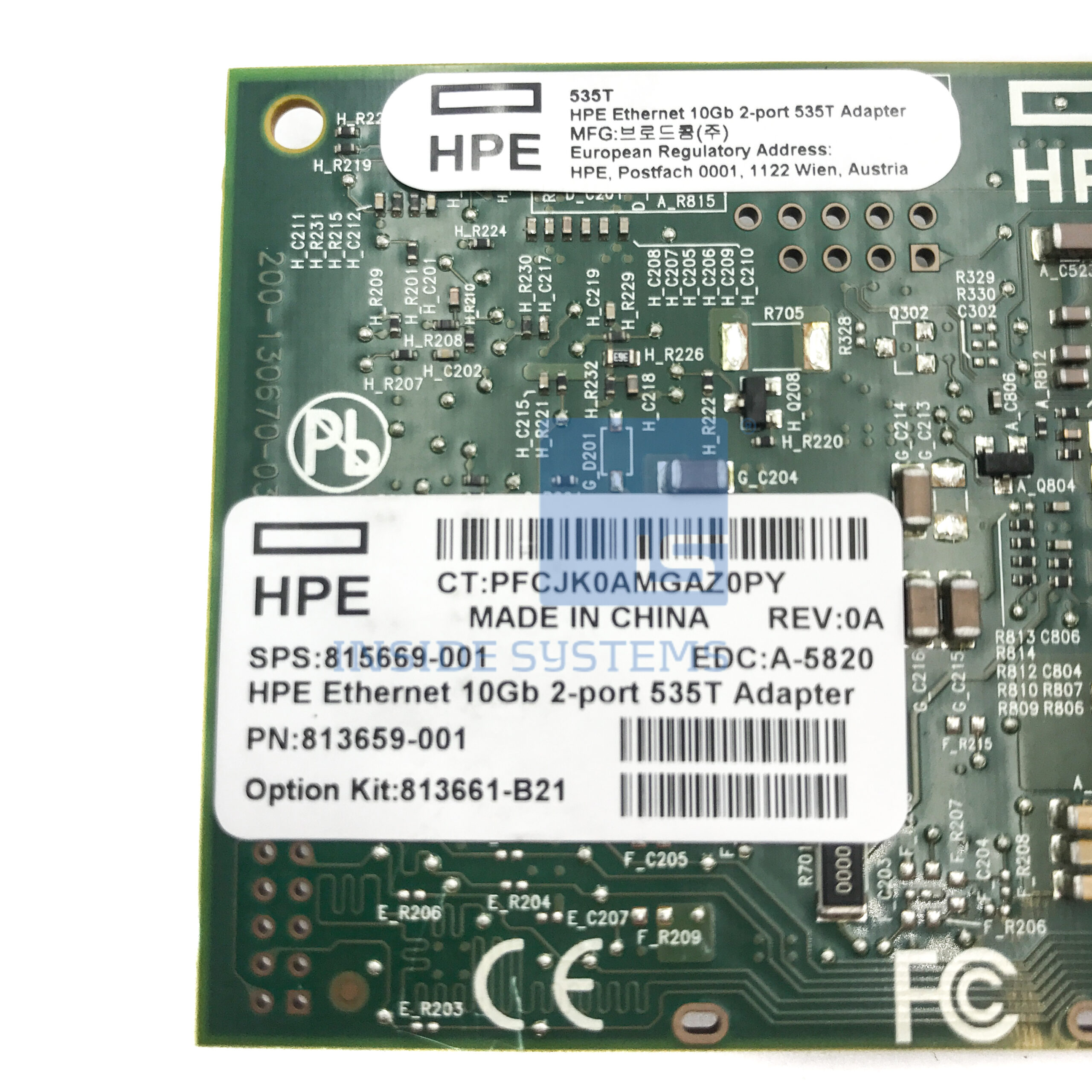 813661-B21 - HPE 535T 10GB 2-Port Ethernet Card | Inside Systems A/S