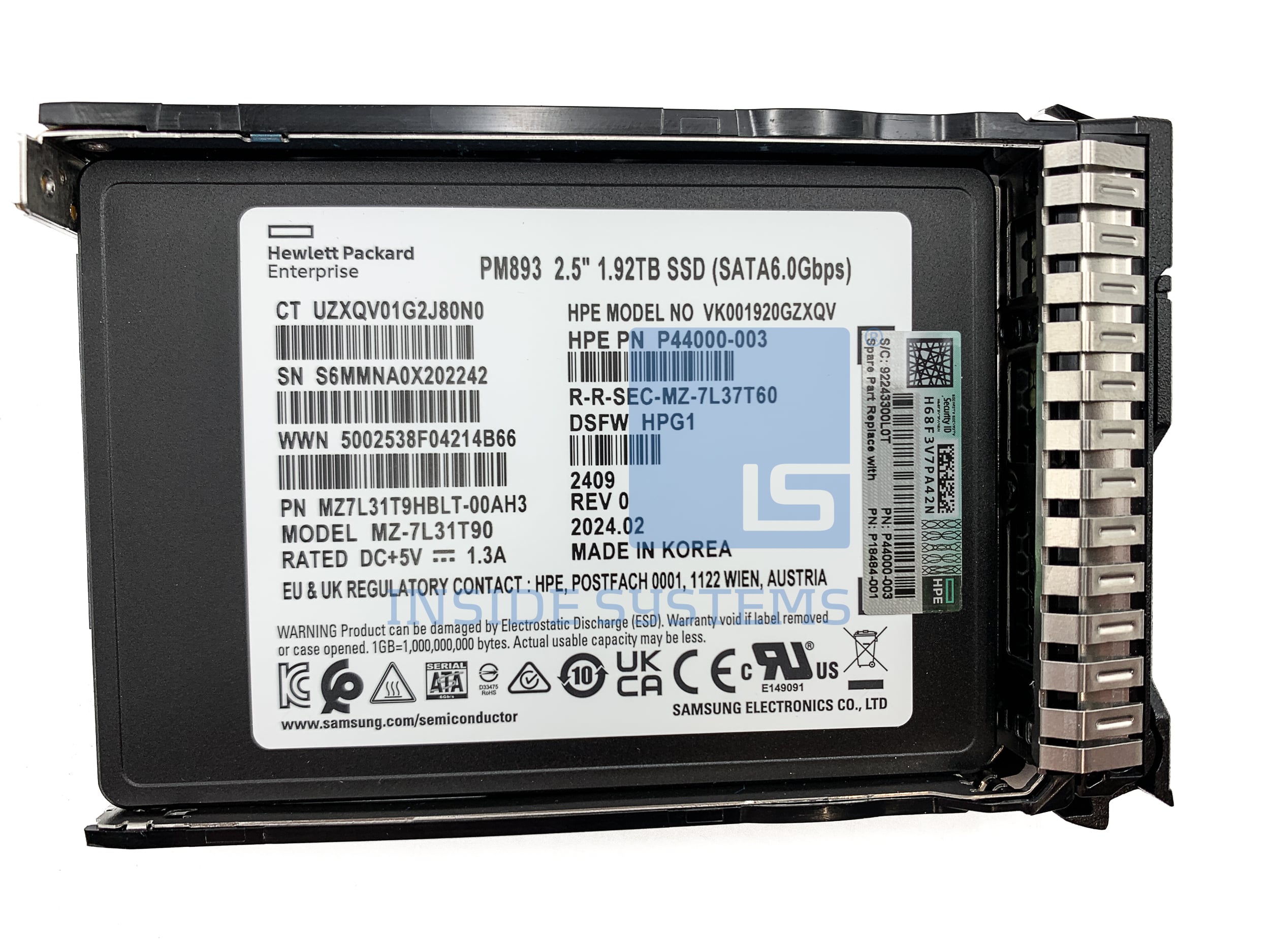 P18484-001 - 1.92TB 6G RI MV SC SATA 2.5" SSD 3 P18484-001 - 1.92TB 6G RI MV SC SATA 2.5" SSD