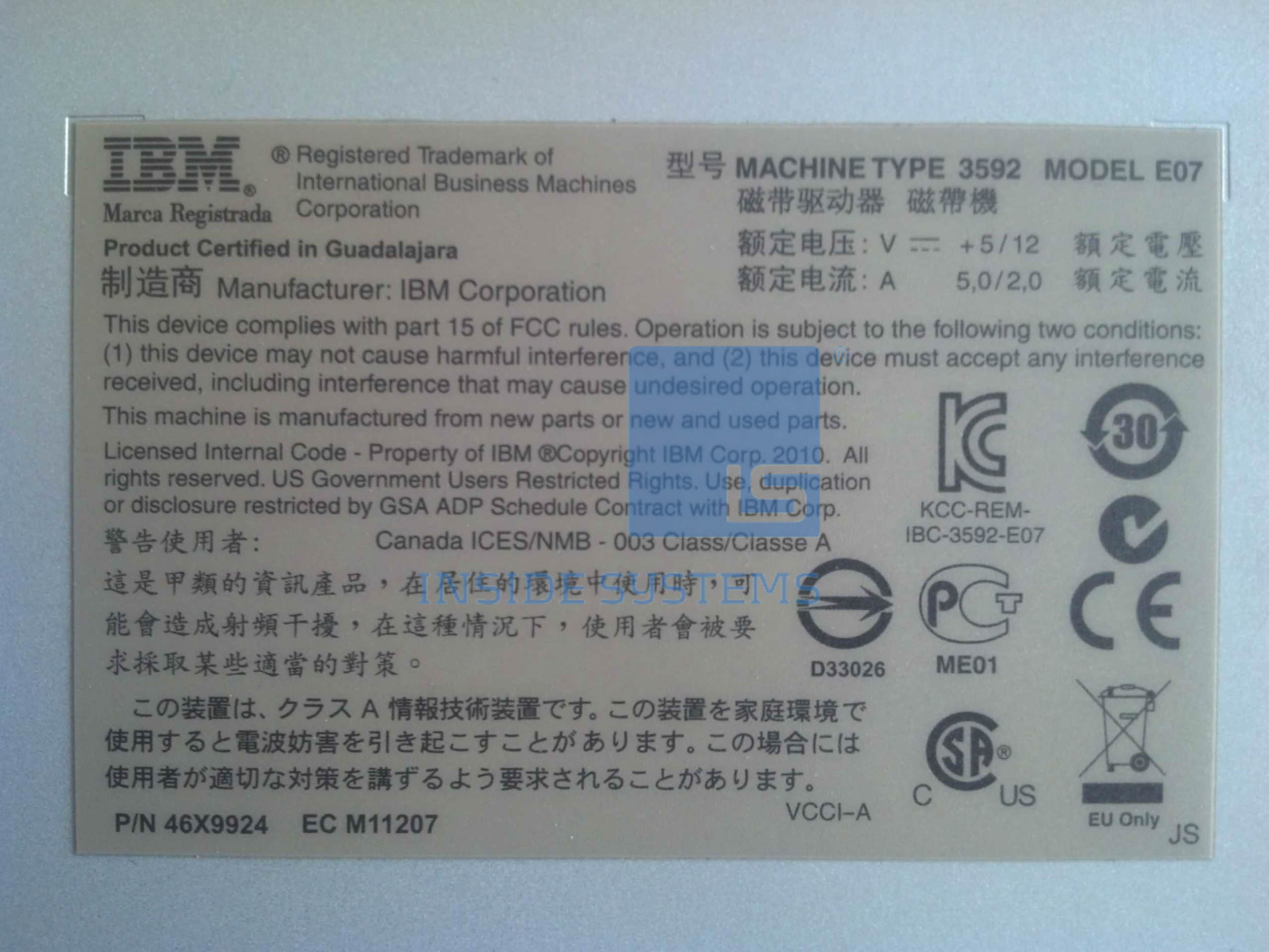 3592-E07 - TS1140 8Gb Tape Drive Model E07 4 3592-E07 - TS1140 8Gb Tape Drive Model E07 - Image 4