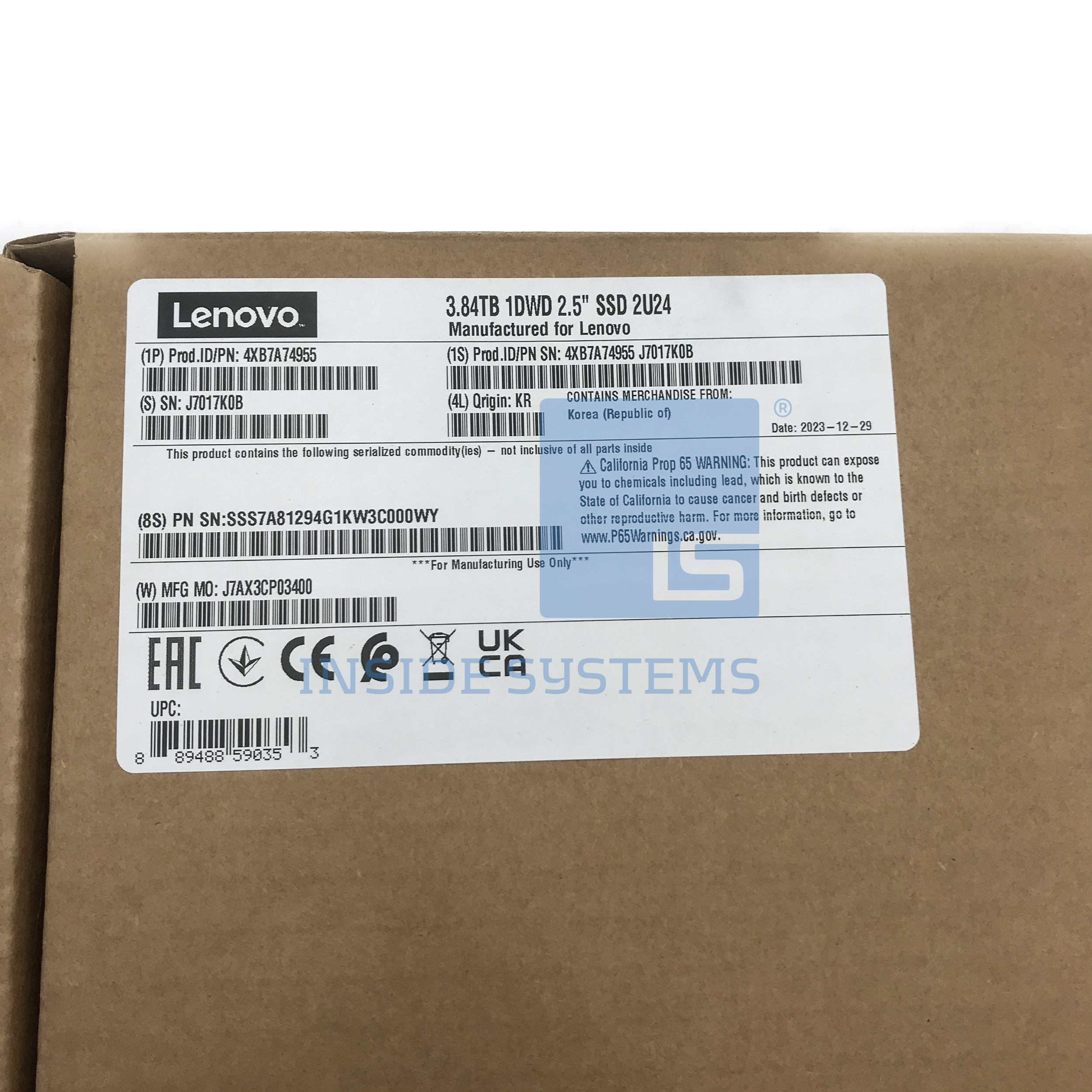 4XB7A74955-01 - 3.84TB 12Gbps 2.5" SAS SSD 2U24 4 4XB7A74955-01 - 3.84TB 12Gbps 2.5" SAS SSD 2U24 - Image 2