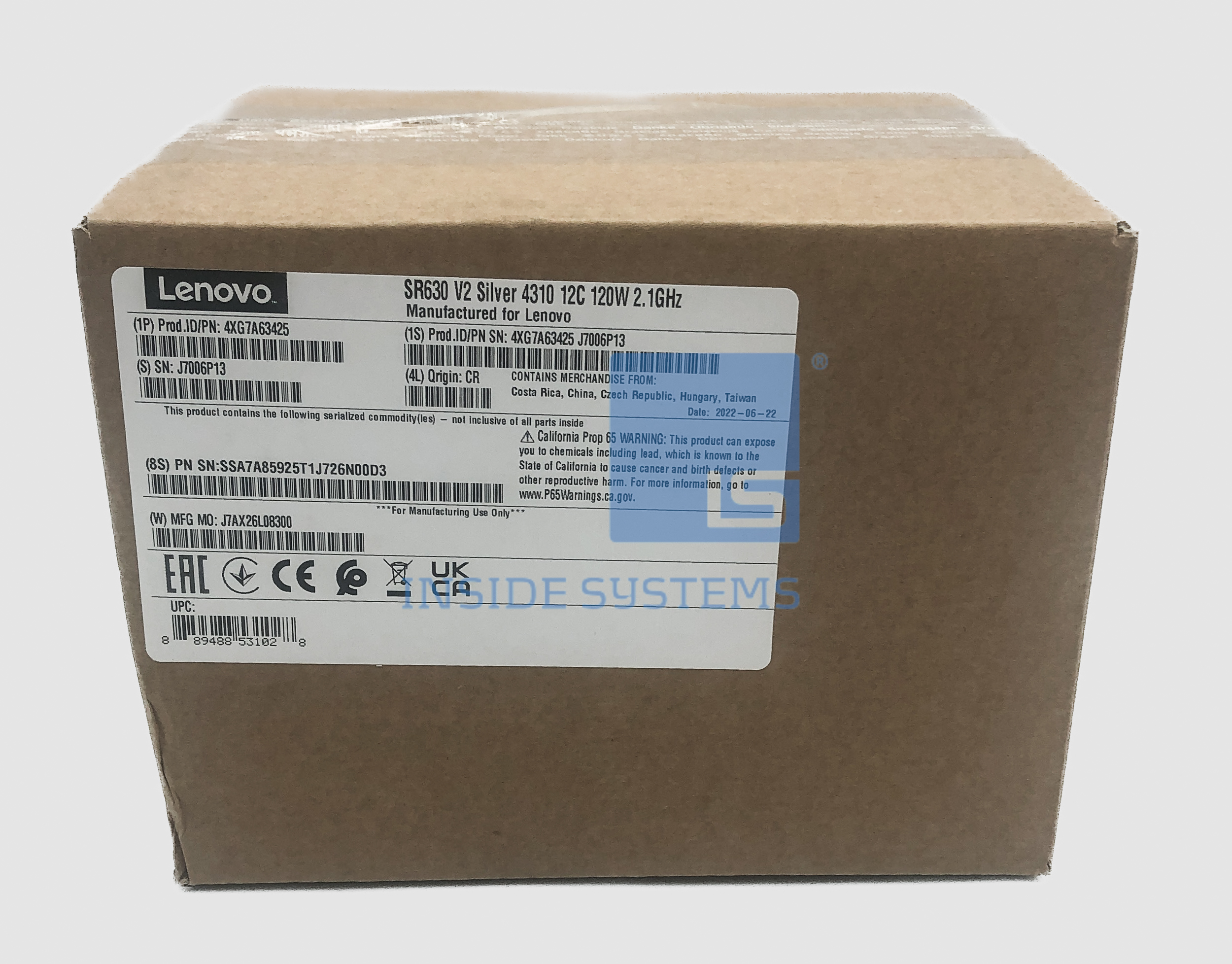 4XG7A63425-01 - SR630 V2 Xeon Silver 4310 Option Kit 5 4XG7A63425 01 A