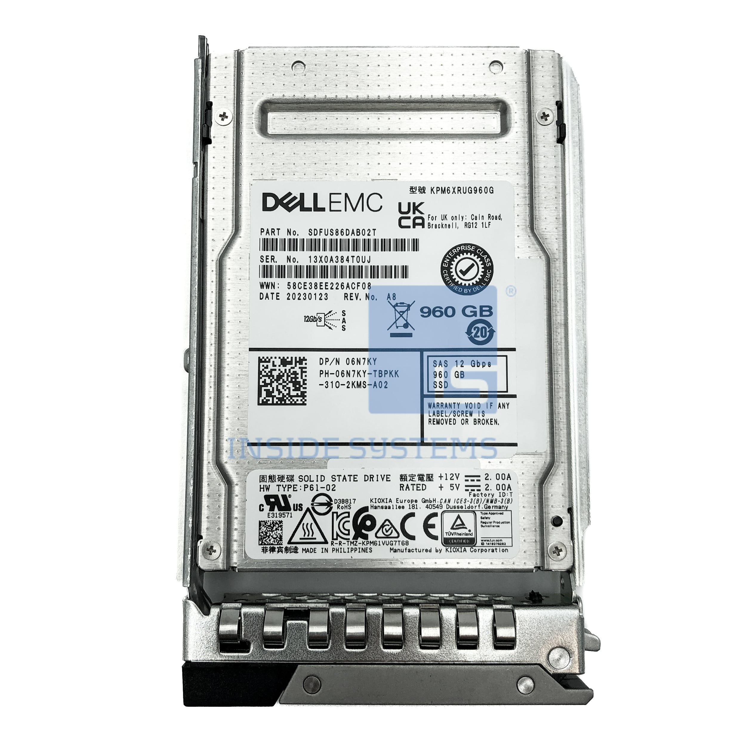 6N7KY - DELL 960GB 12G RI 512e SAS 2.5" SSD