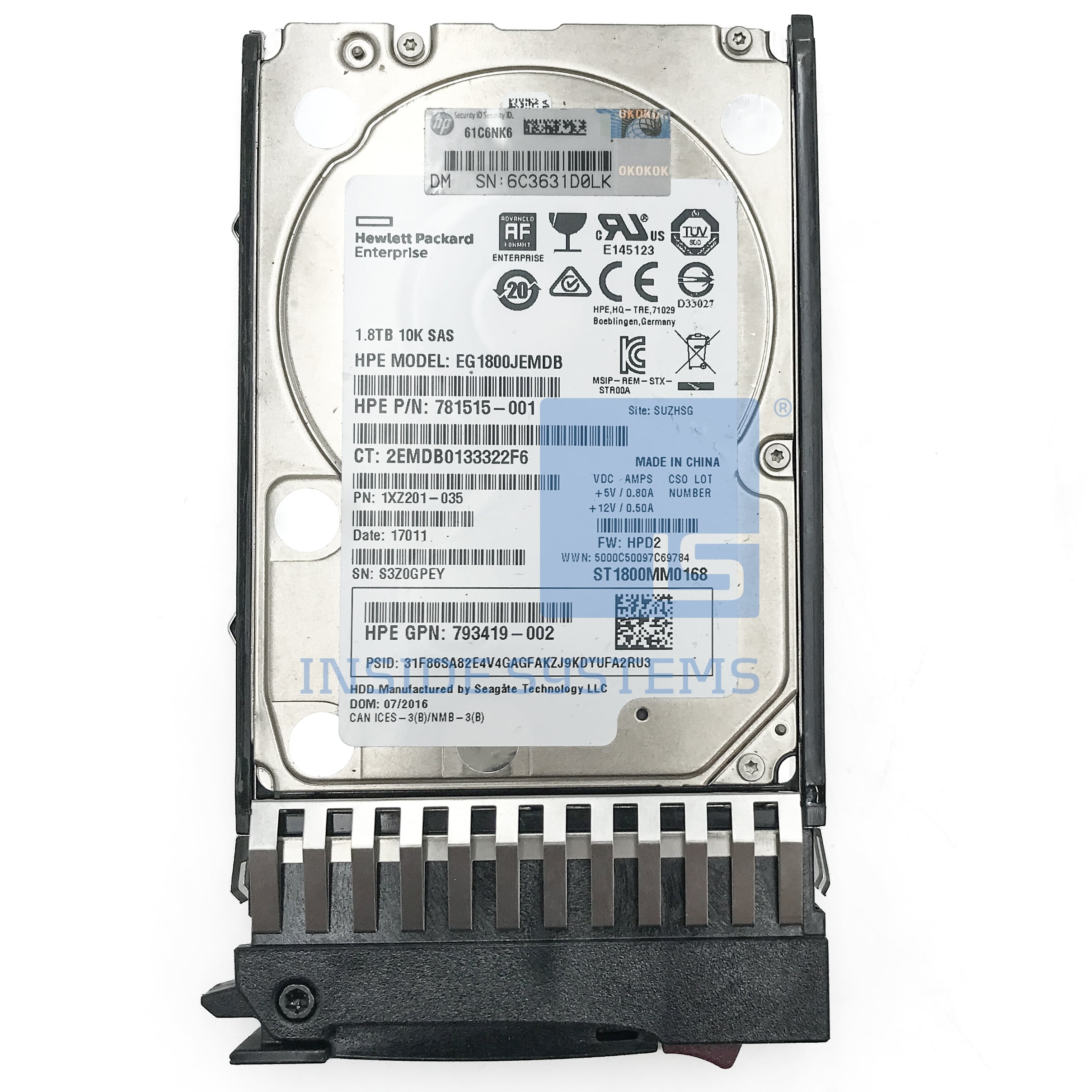 787649-001-3 - MSA 1.8TB 10K 12G SAS 2.5" HDD
