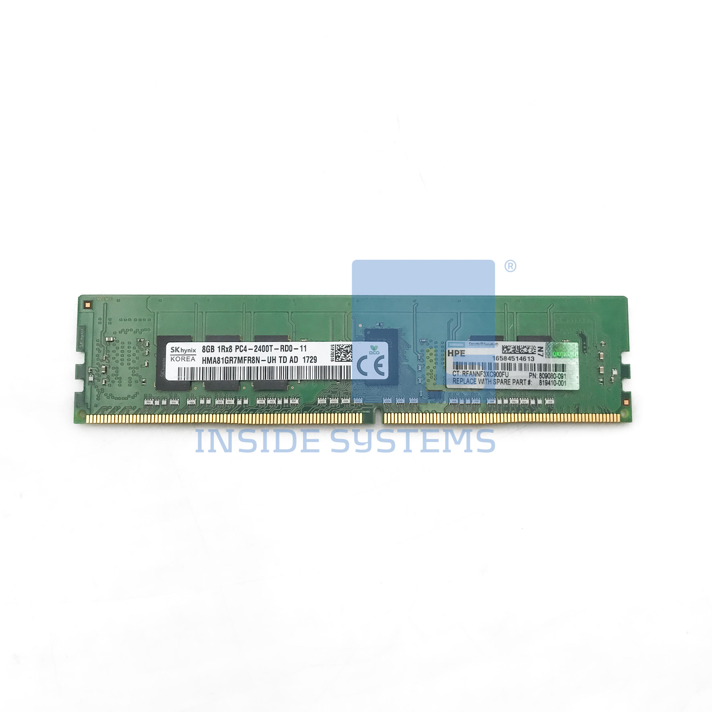 819410-001-1 - 8GB 1Rx8 PC4-19200 2400Mhz ECC