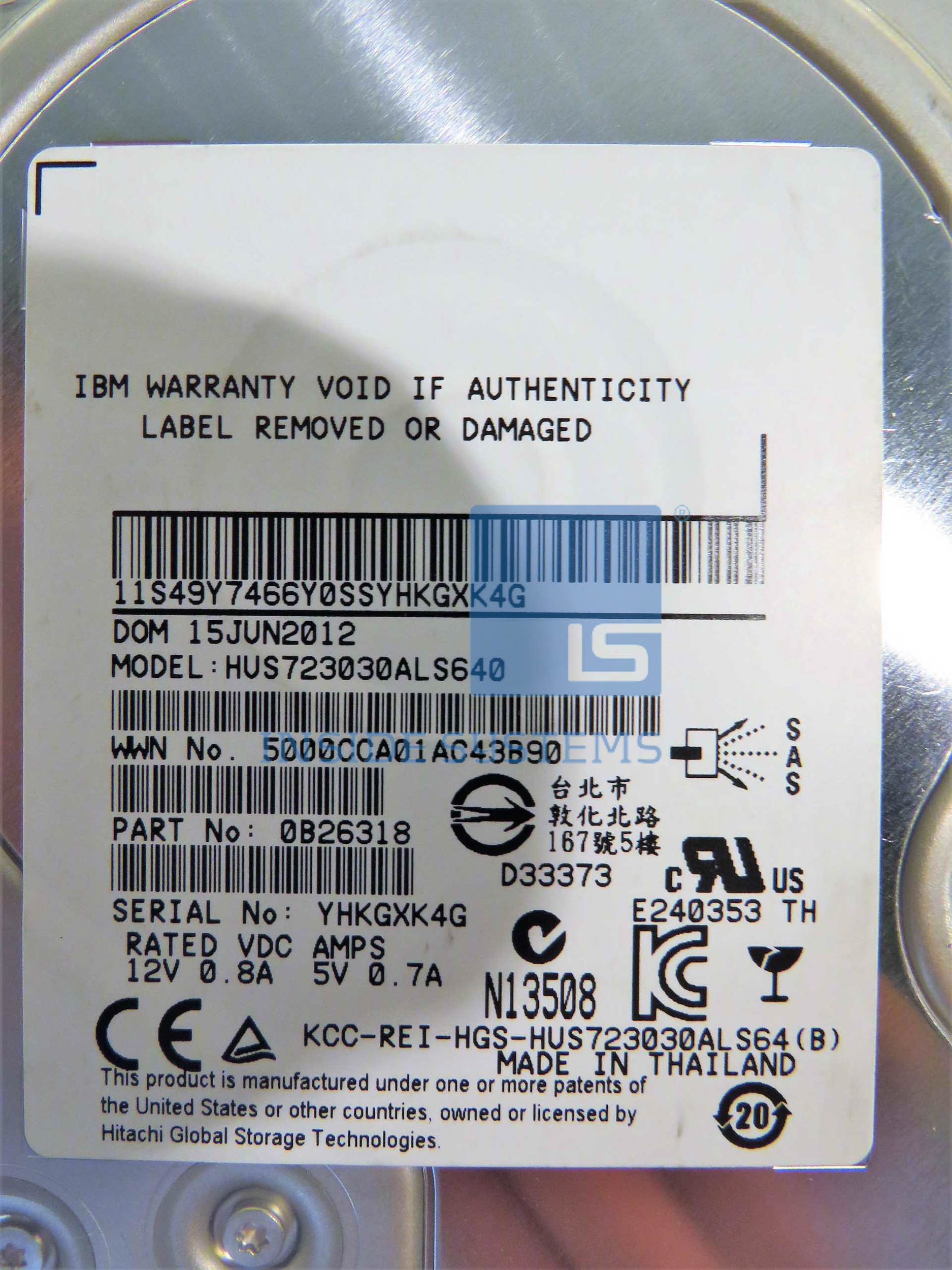 85Y6187 - IBM 3TB 3.5" 7.2K SAS HDD - Image 2