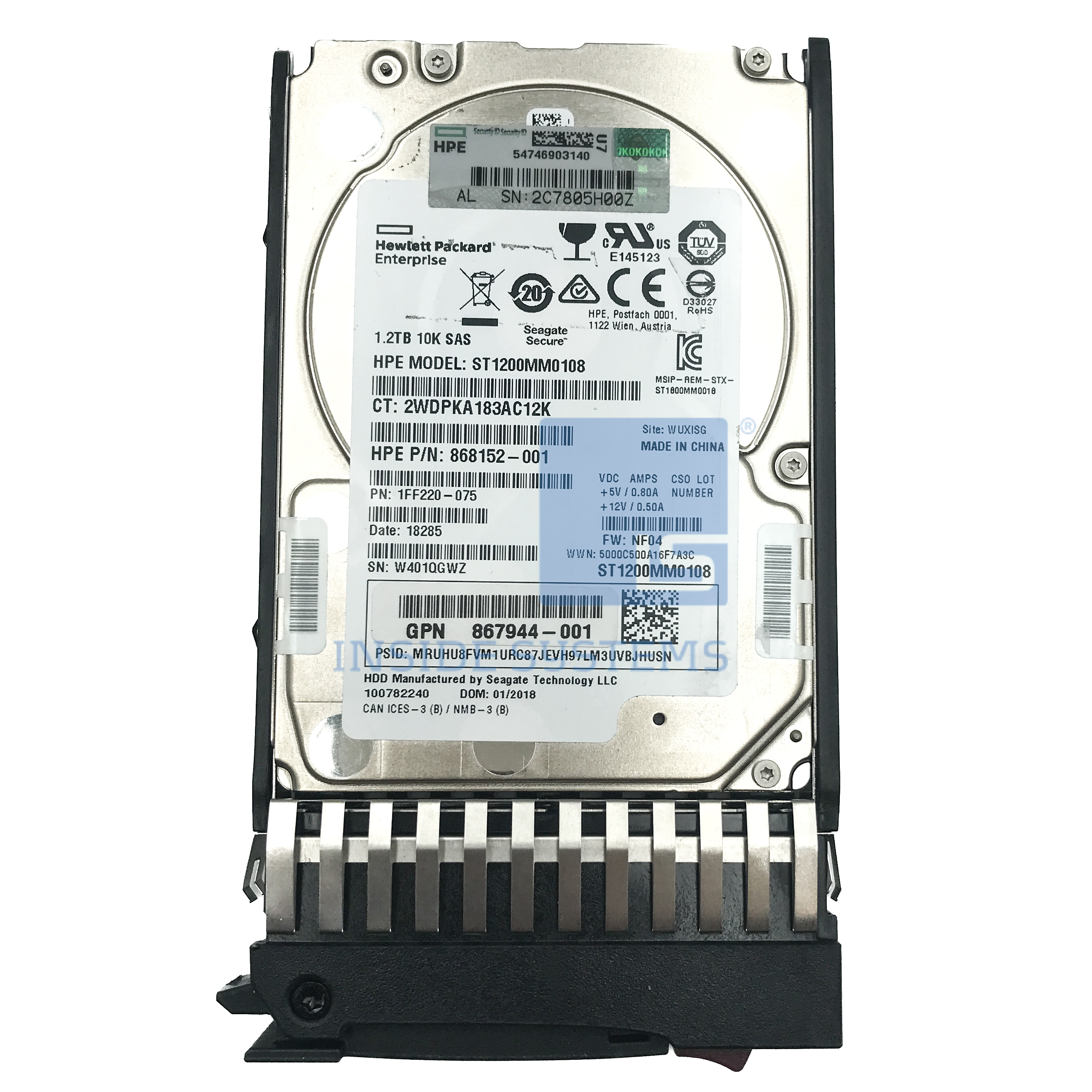 868233-001 - MSA 1.2TB 10K 12G SED SAS 2.5" HDD 3 868233-001 - MSA 1.2TB 10K 12G SED SAS 2.5" HDD
