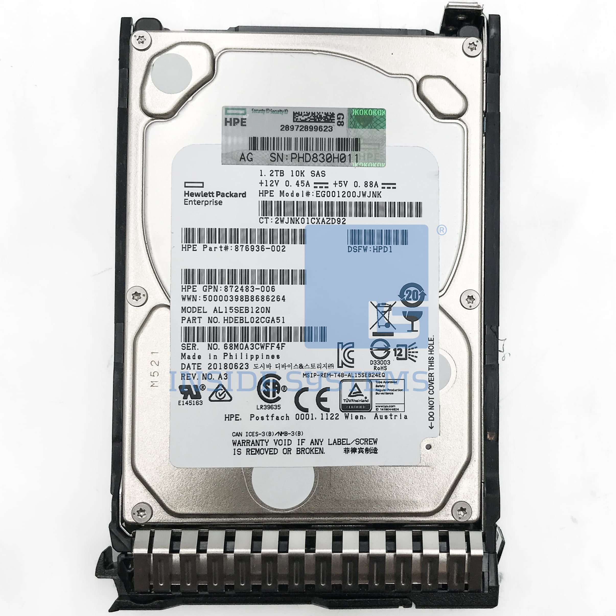 872737-001-2 - 1.2TB 10K 12G SC SAS 2.5" HDD 3 872737-001-2 - 1.2TB 10K 12G SC SAS 2.5" HDD