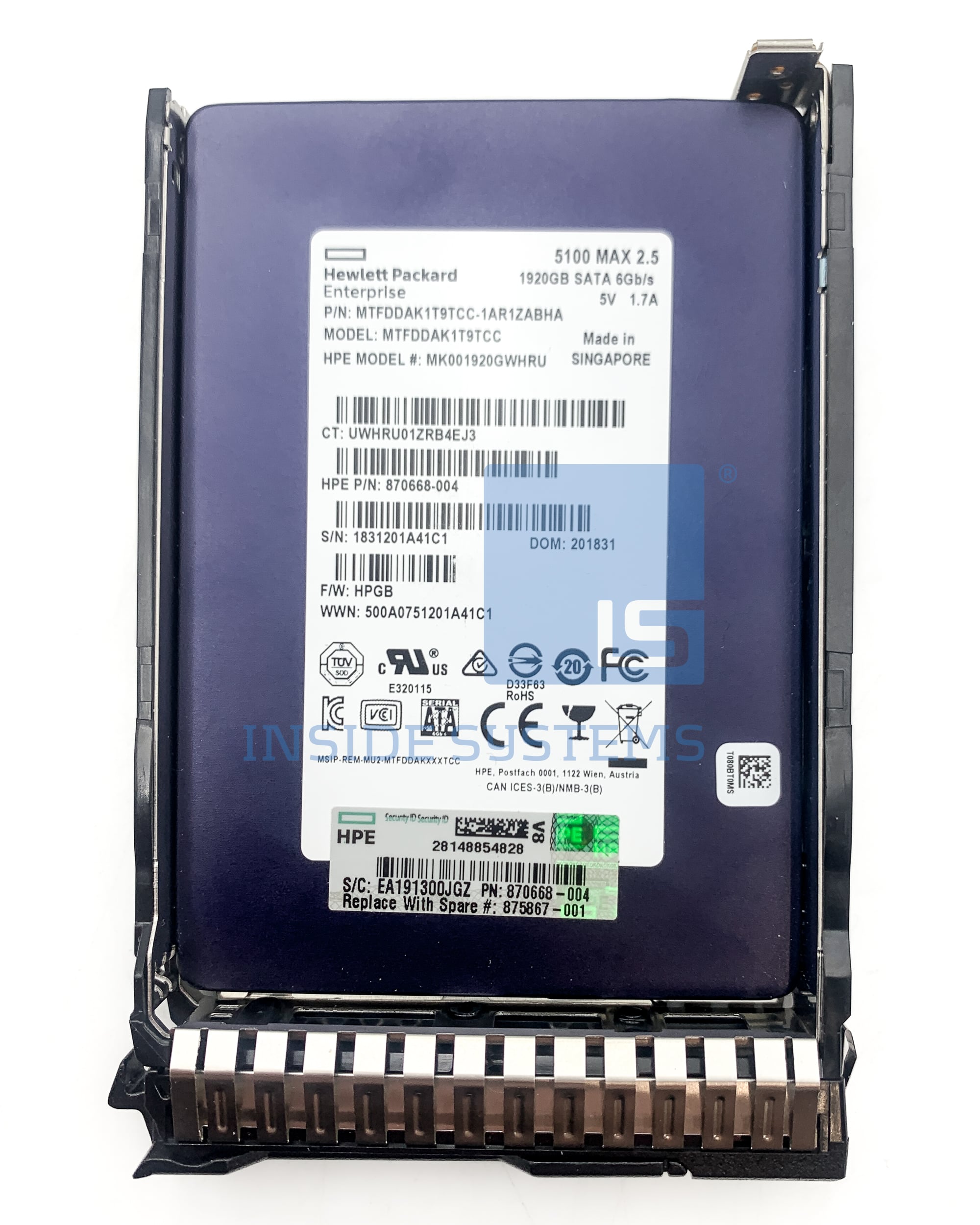 875867-001 - 1.92TB 6G MU DS SC SATA 2.5" SSD