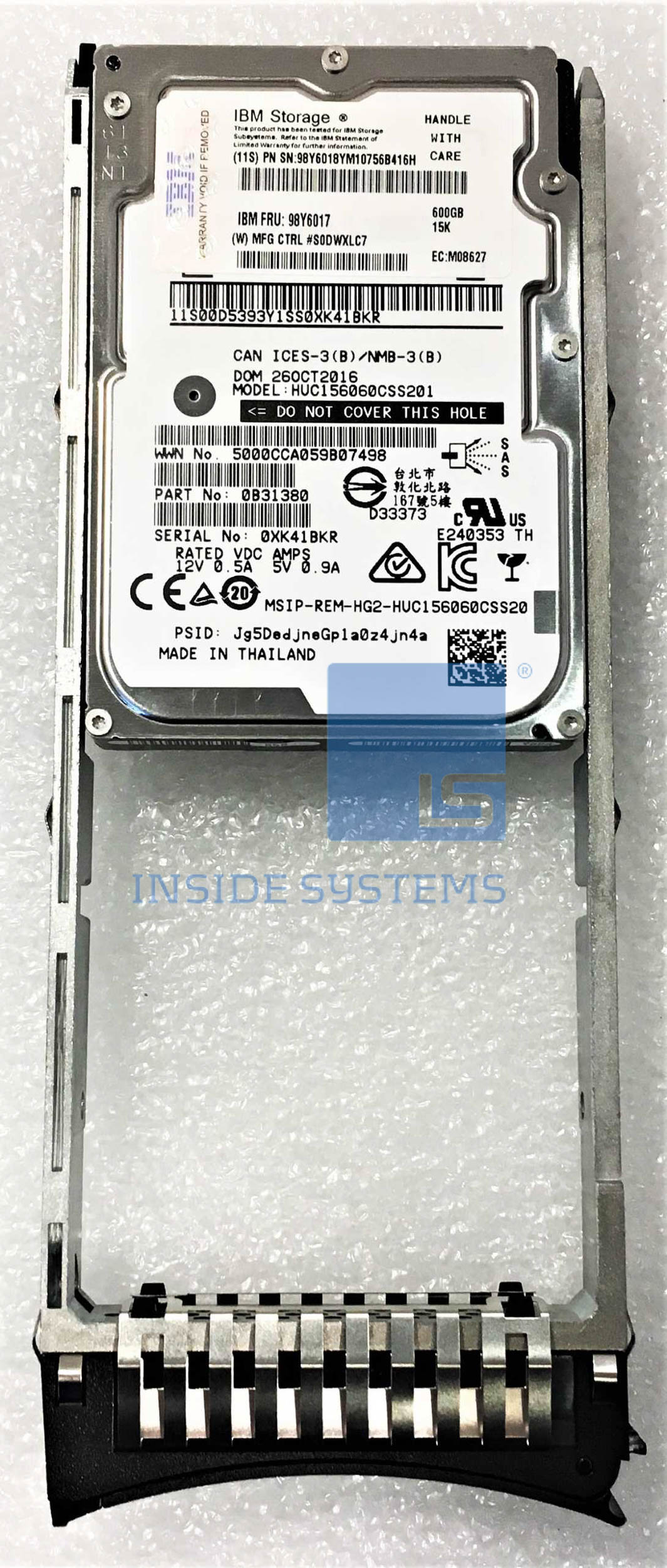 98Y6017 - 600GB 15K SAS 2.5" (SED) I60C Module 3 98Y6017 - 600GB 15K SAS 2.5" (SED) I60C Module