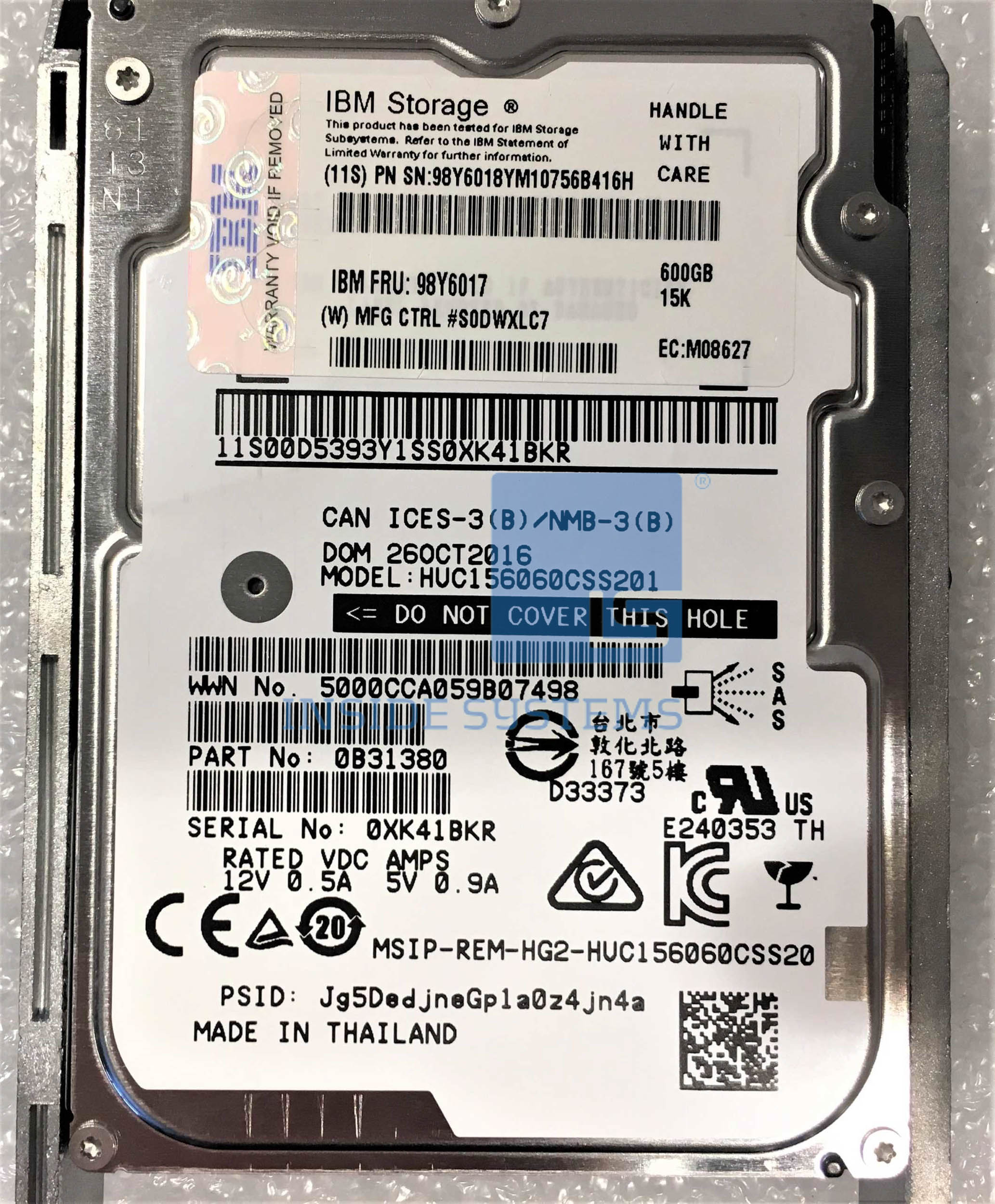 98Y6017 - 600GB 15K SAS 2.5" (SED) I60C Module 6 98Y6017 - 600GB 15K SAS 2.5" (SED) I60C Module - Image 4