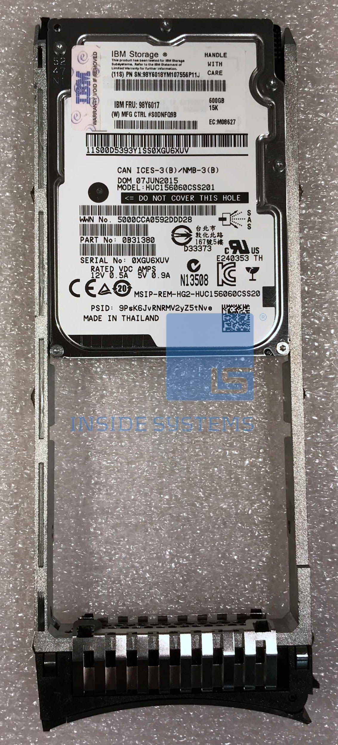 98Y6017 - 600GB 15K SAS 2.5" (SED) I60C Module 7 98Y6017 - 600GB 15K SAS 2.5" (SED) I60C Module - Image 5