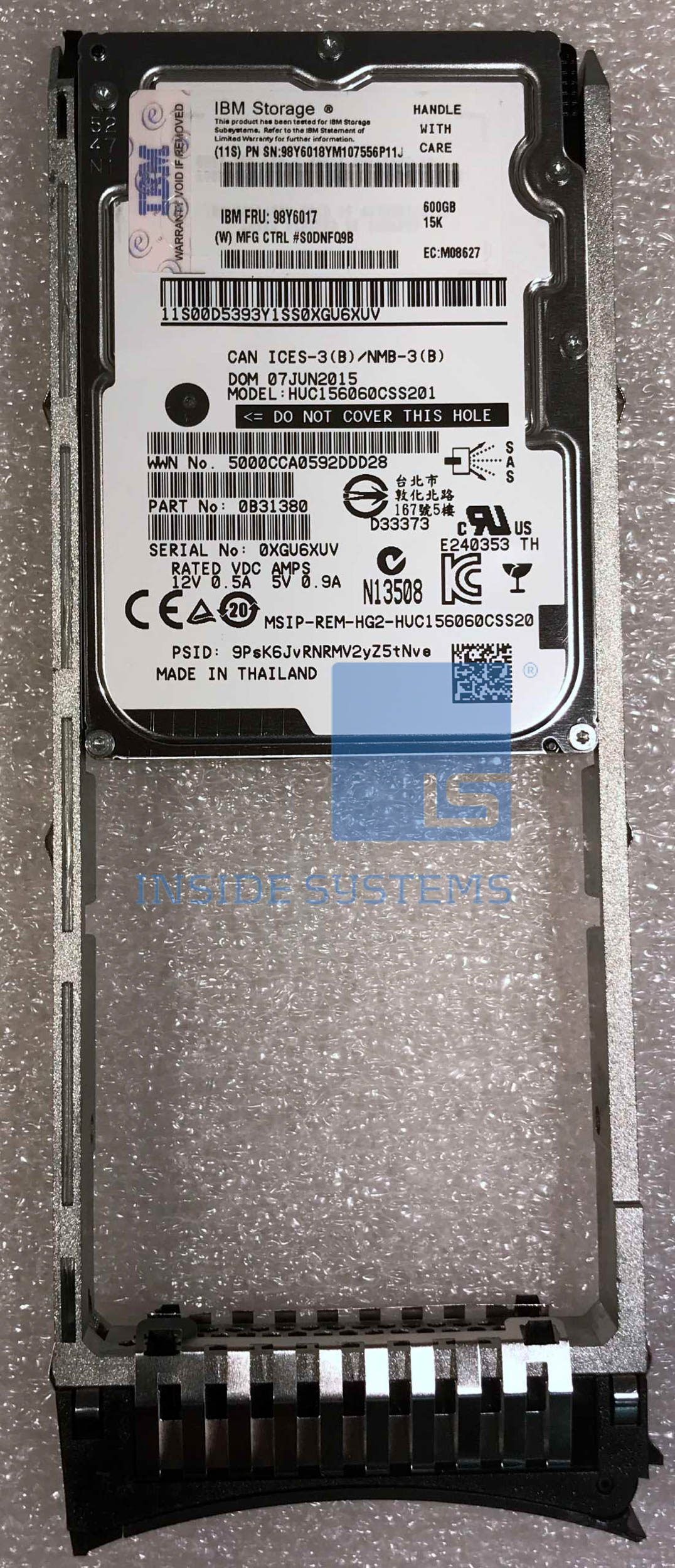98Y6017 - 600GB 15K SAS 2.5" (SED) I60C Module 8 98Y6017 - 600GB 15K SAS 2.5" (SED) I60C Module - Image 6