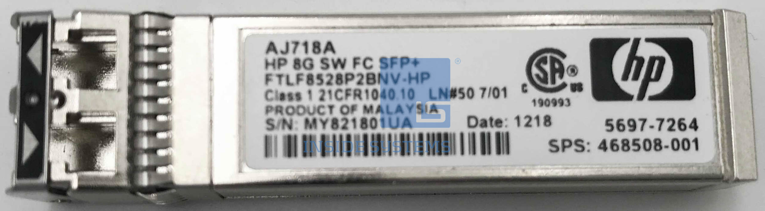 AJ718A - HPE 8G SW FC SFP+ Tranceiver
