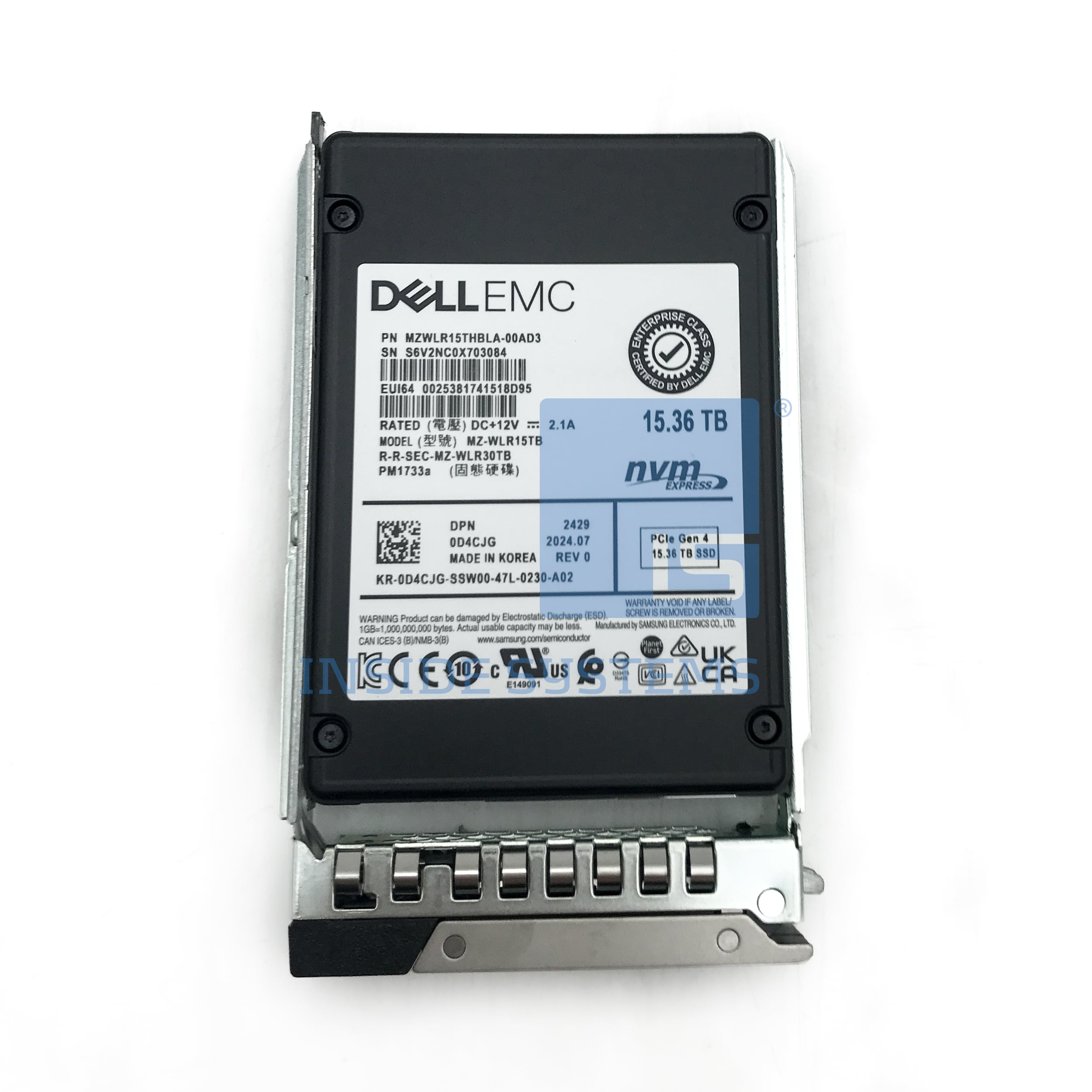 D4CJG - DELL 15.36TB RI U.2 Gen4 NVMe 2.5" SSD