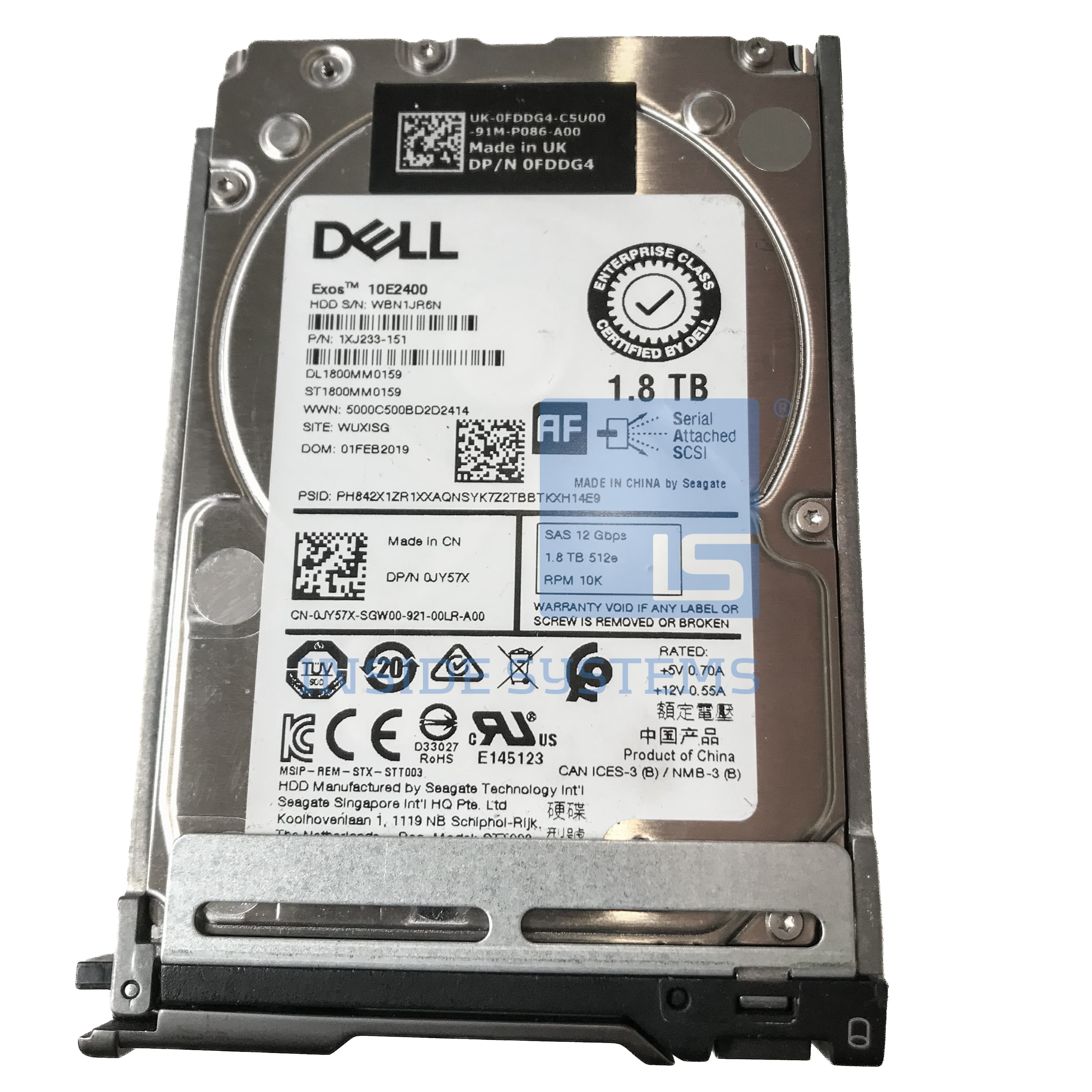 FDDG4 - DELL 1.8TB 10K 12G 512e SAS 2.5" HDD 1 FDDG4 - DELL 1.8TB 10K 12G 512e SAS 2.5" HDD