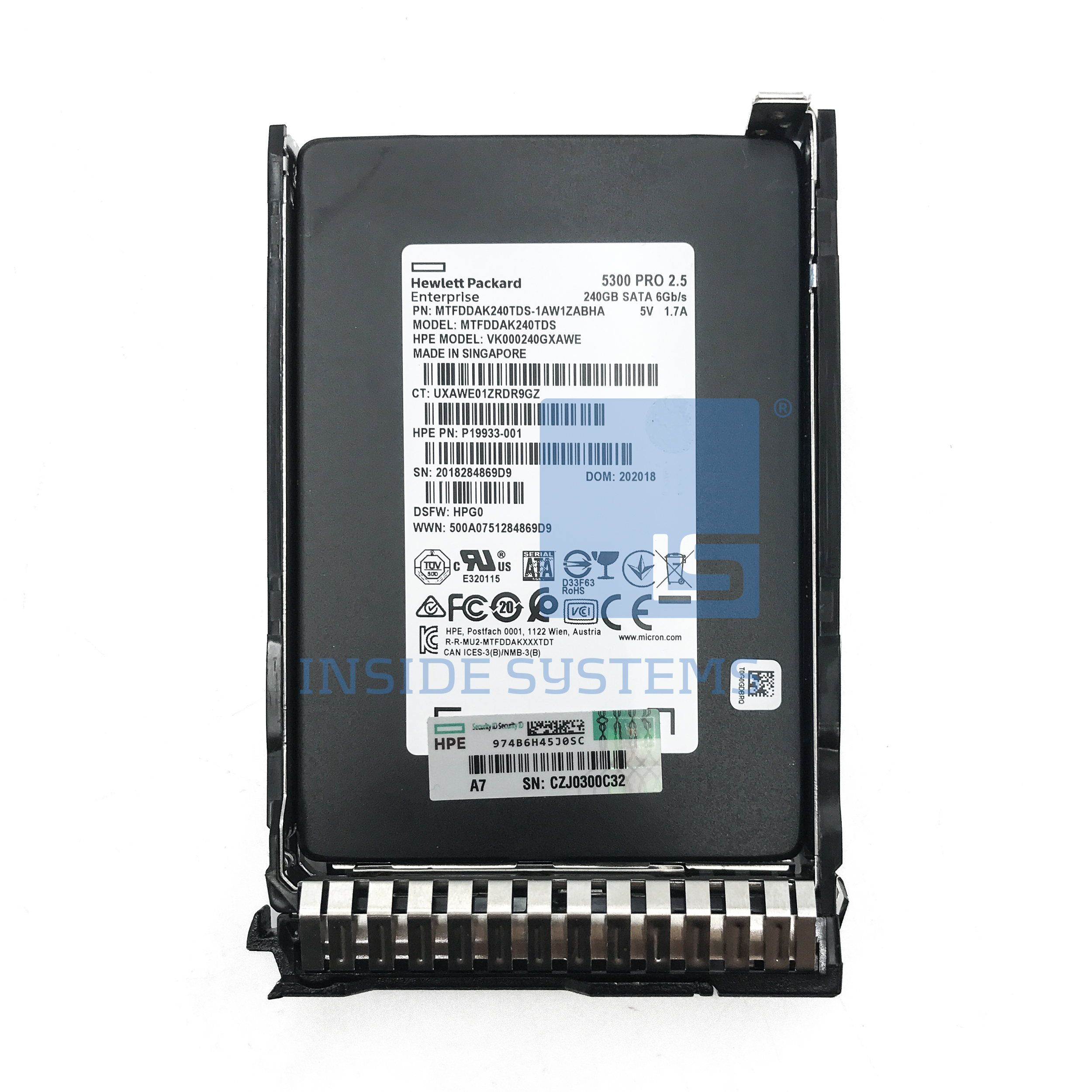 P05319-001-1 - 240GB 6G RI DS PM883 SC SATA 2.5" SSD 3 P05319-001-1 - 240GB 6G RI DS PM883 SC SATA 2.5" SSD