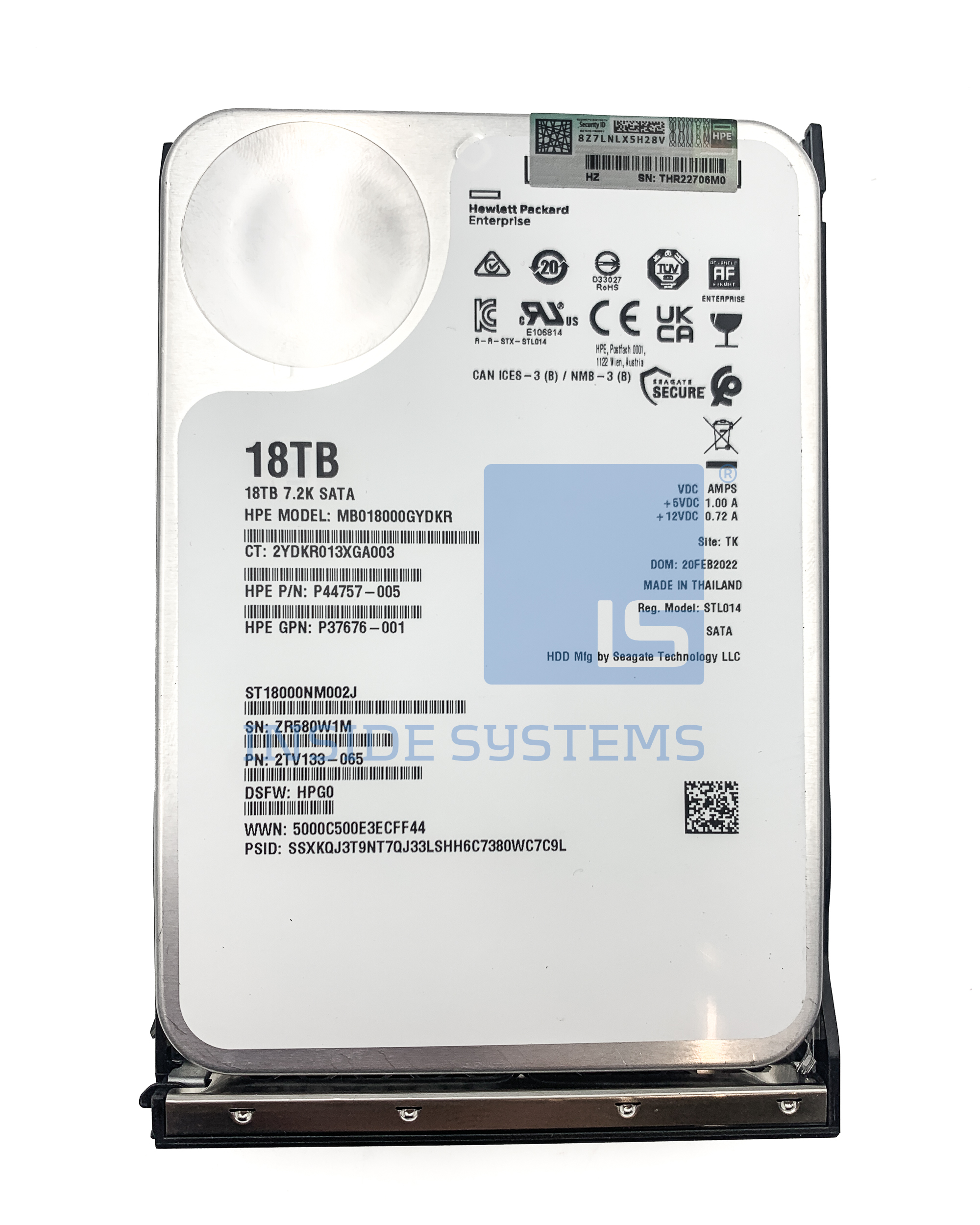 P38440-001 - 18TB 7.2K 6G BC MV ISE LP SATA 3.5" HDD