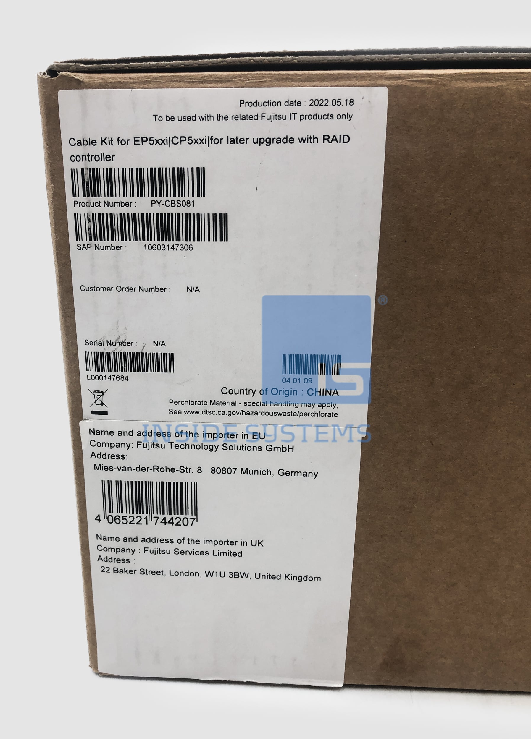 PY-CBS081-02 - Fujitsu Cable Kit For Raid EP5xxi/CP5xxi 2 PY-CBS081-02 - Fujitsu Cable Kit For Raid EP5xxi/CP5xxi