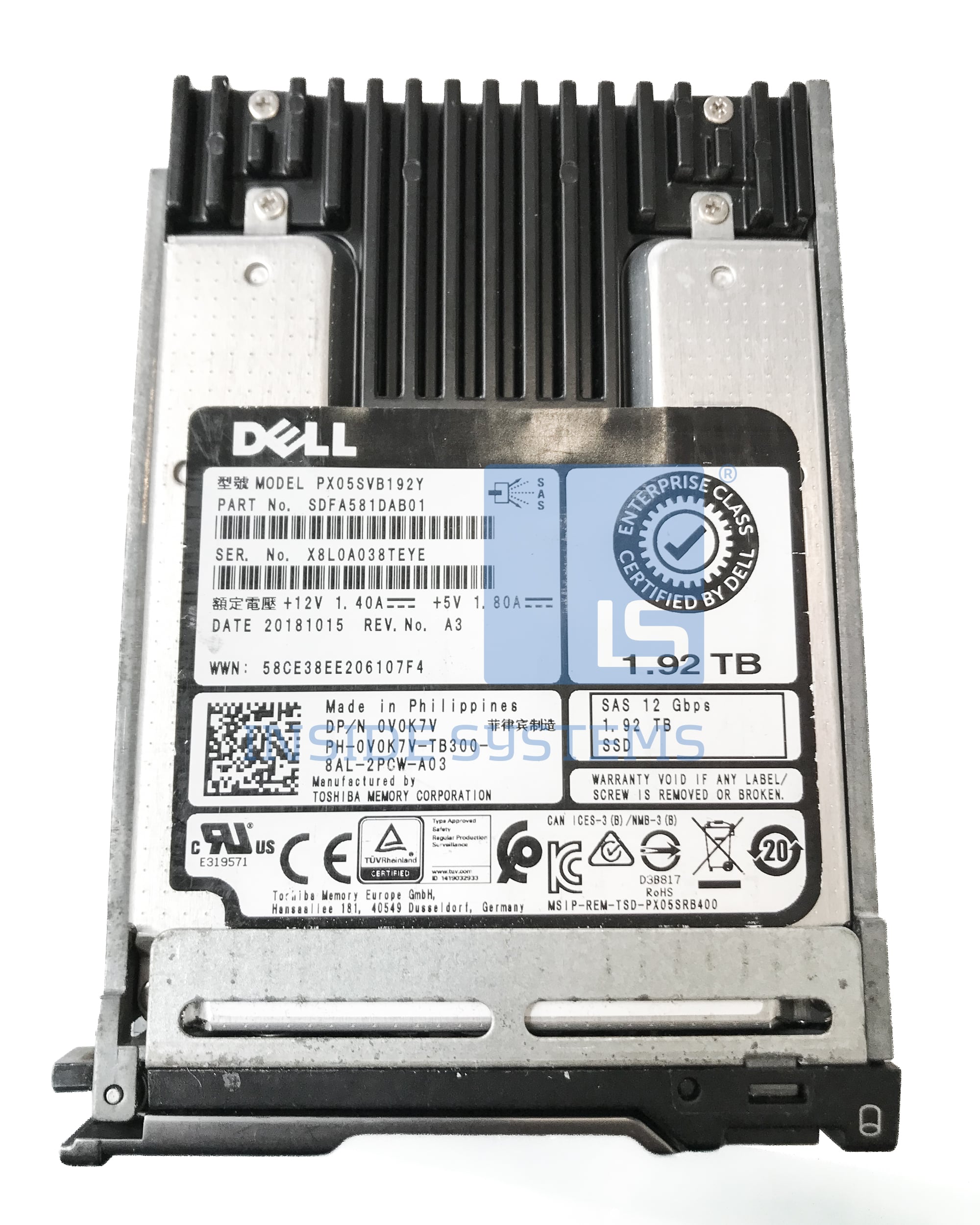 V0K7V-05 - DELL 1.92TB 12G MU MLC SAS 2.5" SSD 10 V0K7V 05 A